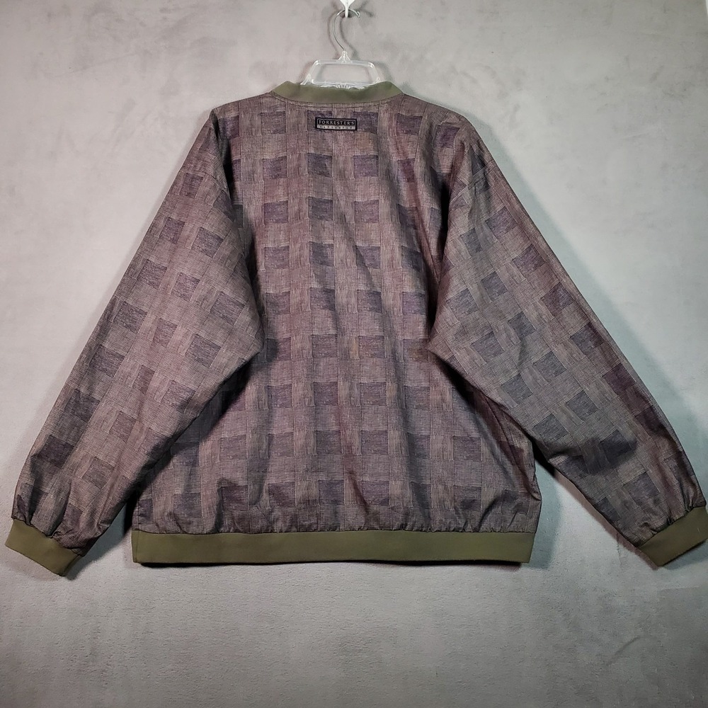 VTG Forresters Outerwear Windbreaker Mens XL Brown Check Pullover Golf Active - Picture 2 of 9